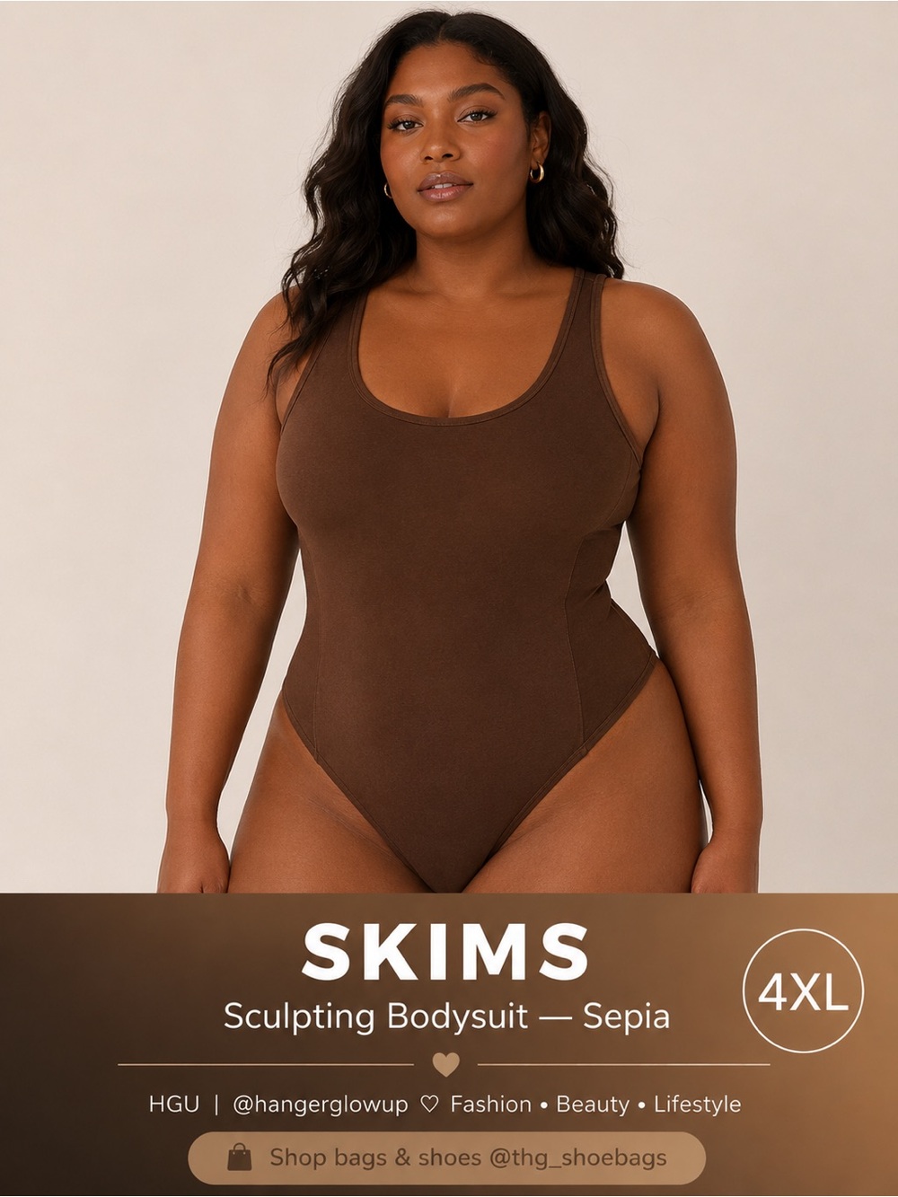 SKIMS Sculpting Bodysuit Sepia 4XL Tank Smoothing Shapewear NWT
